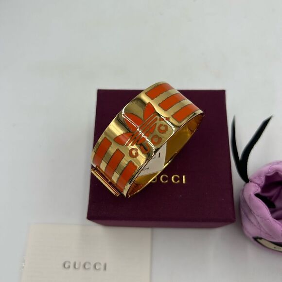 Women’s Gucci X Adidas gold/orange cuff bracelet made in Italy - Picture 4 of 8